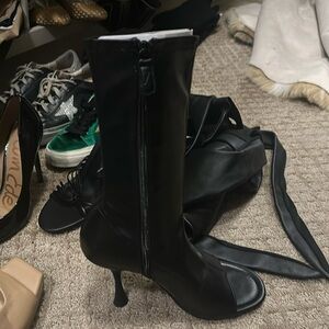 Zara mid call open toe boots size 8 worn 1 x!!
